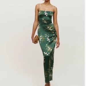 NWT Frankie Silk Dress in Buena Green Floral